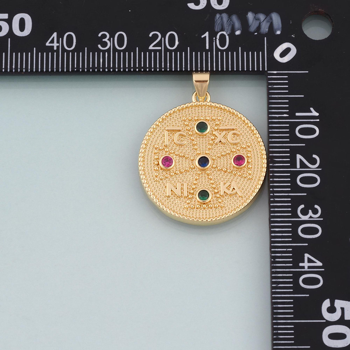 18K Gold Filled CZ Roman Numeral Round Pendant,Retro Symbol Charm Bracelet Necklace for DIY Jewelry Making Supply