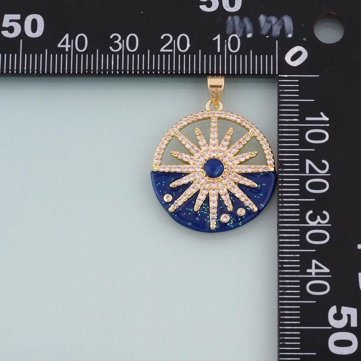 18K Gold Filled CZ Sun Disc Pendant,Celestial Charm Bracelet Necklace for DIY Jewelry Making Supply