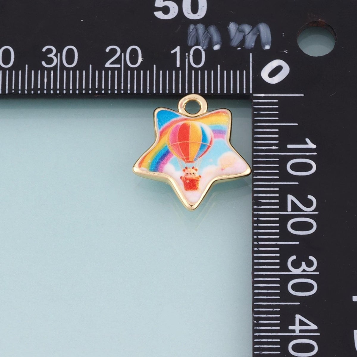 18K Gold Filled Ceramics Star Pendant,Enamel Illustration Charm Bracelet Necklace for DIY Jewelry Making Supply