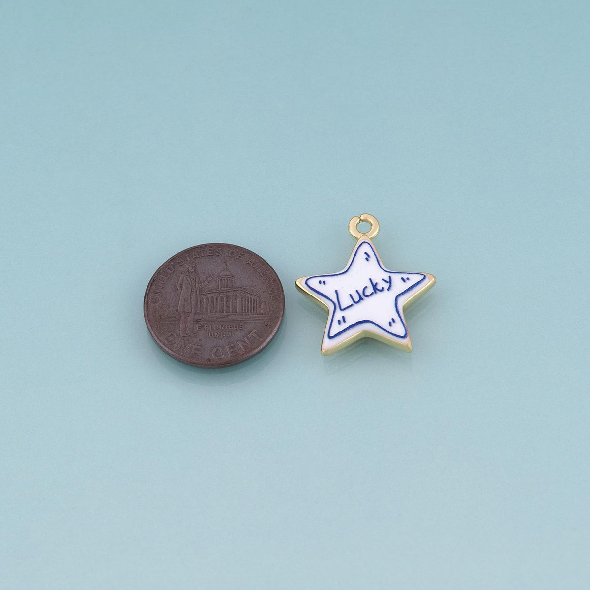 18K Gold Filled Ceramics Star Pendant,Enamel Illustration Charm Bracelet Necklace for DIY Jewelry Making Supply