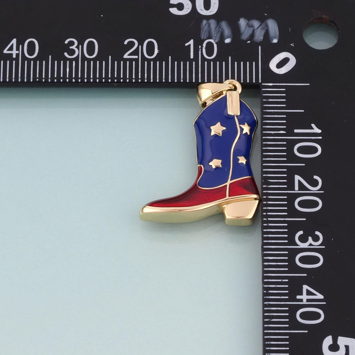 18K Gold Filled Enamel Boots Pendant, American Charm Bracelet Necklace for DIY Jewelry Making Supply