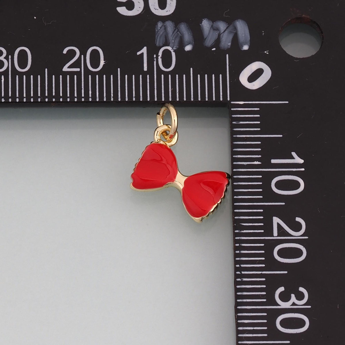 18K Gold Filled Enamel Bow Pendant,Minimalist Charm Bracelet Necklace for DIY Jewelry Making Supply