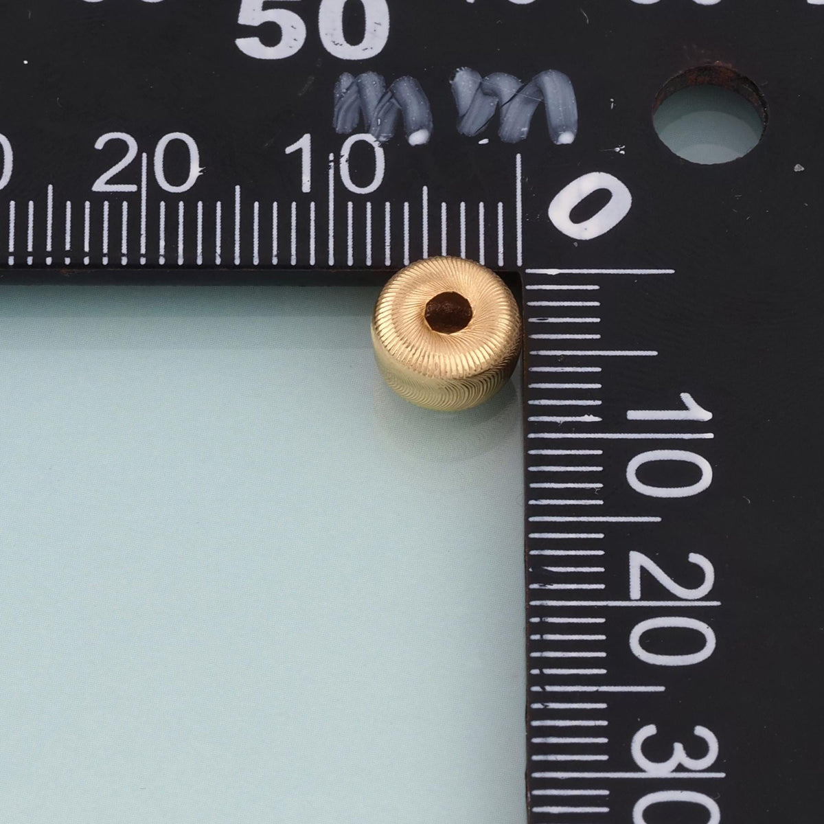 18K Gold Filled Texture Round Bead,Minimalist Round Spacer Bead Bracelet Necklace for DIY Jewelry Making Supply