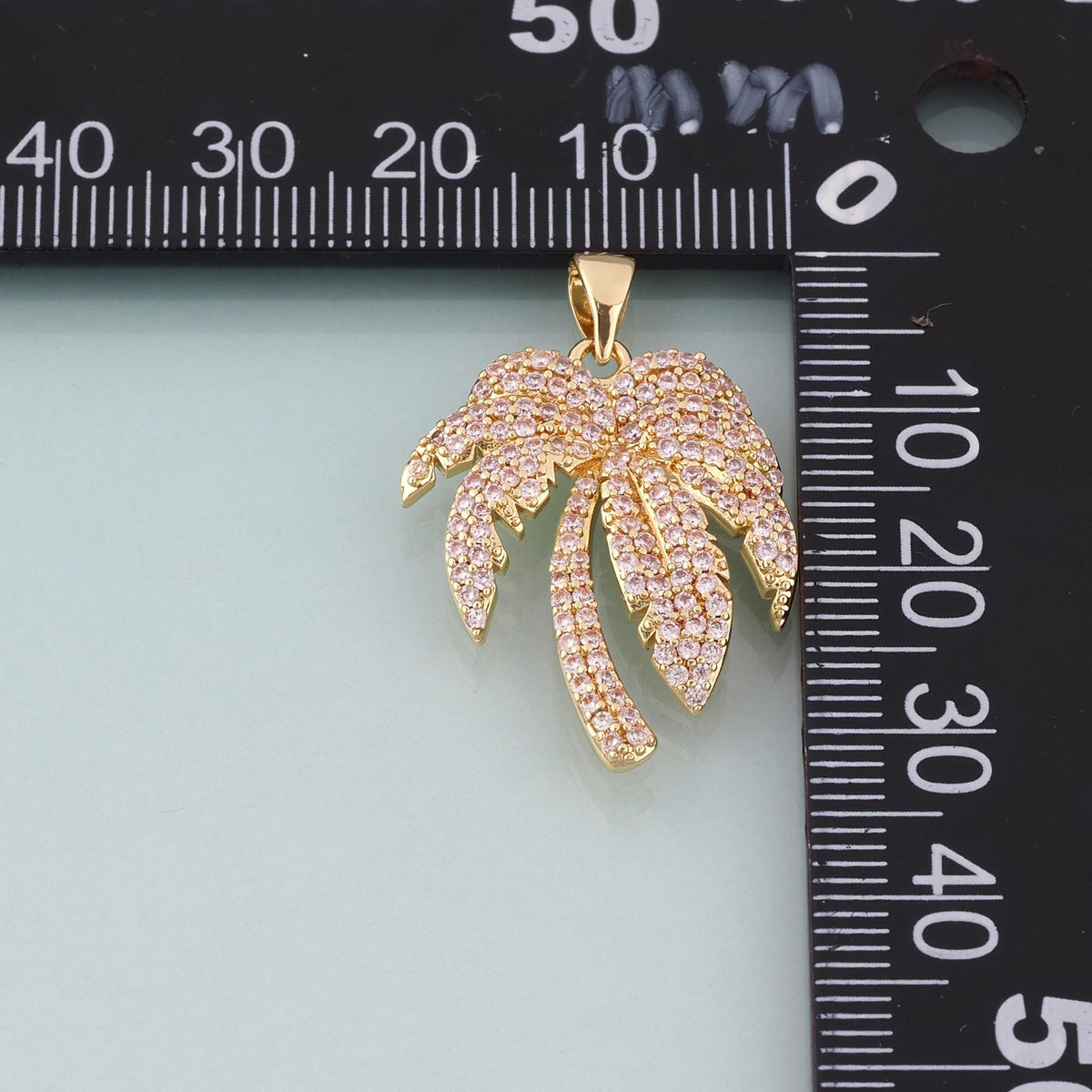 18K Gold Filled Pave CZ Coconut Tree Pendant,Beach Vacation Charm Bracelet Necklace for DIY Jewelry Making Supply