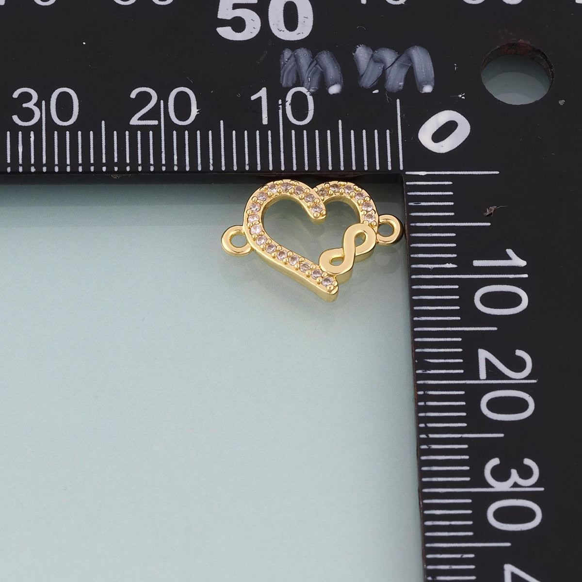 18K Gold Filled CZ Infinity Heart Connector,Infinity Symbol Connector Bracelet Necklace for DIY Jewelry Making Supply
