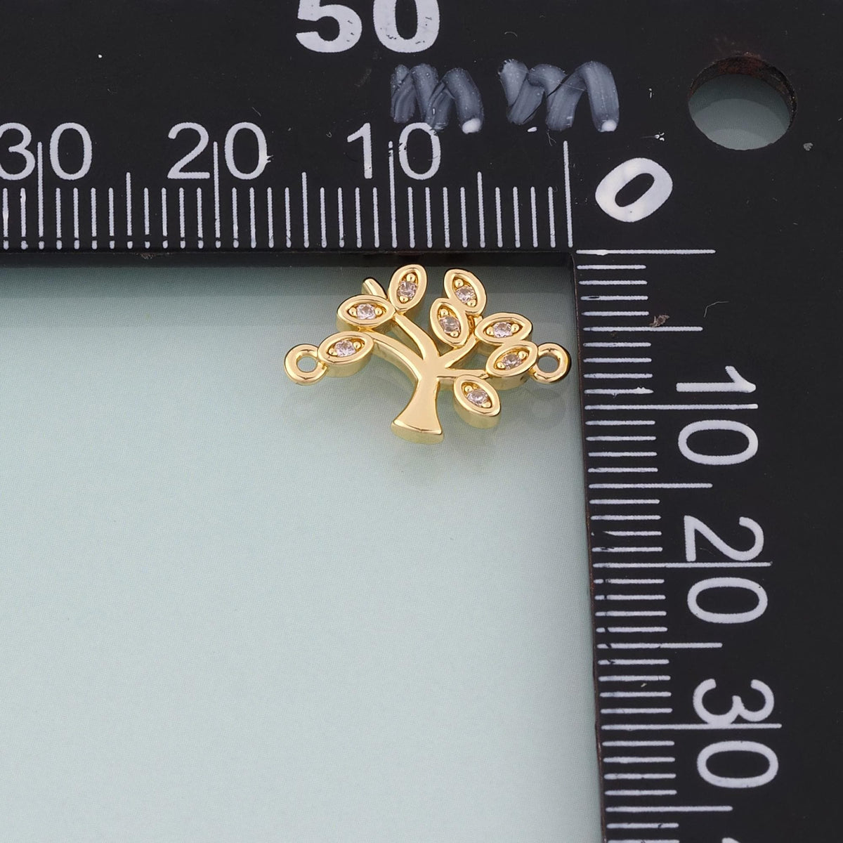 18K Gold Filled Cubic Zirconia Tree Connector for Jewelry Making