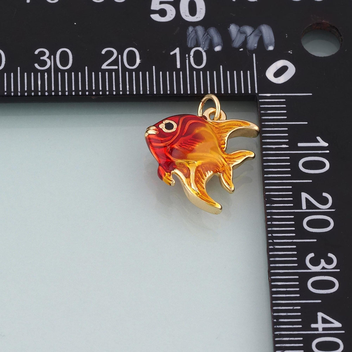 18K Gold Filled Enamel Tropical Fish Pendant,Ocean Animal Charm Bracelet Necklace for DIY Jewelry Making Supply