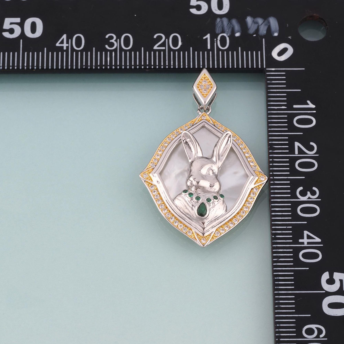 18K Gold Filled CZ Rabbit Pendant,Cute Charm Bracelet Necklace for DIY Jewelry Making Supply