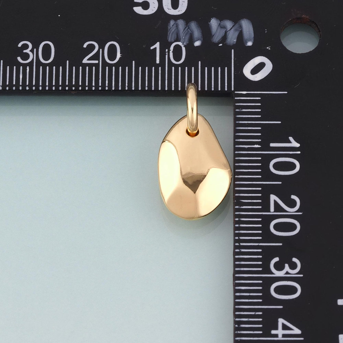 18K Gold Filled Irregular Pebble Pendant,Minimalist Charm Bracelet Necklace for DIY Jewelry Making Supply