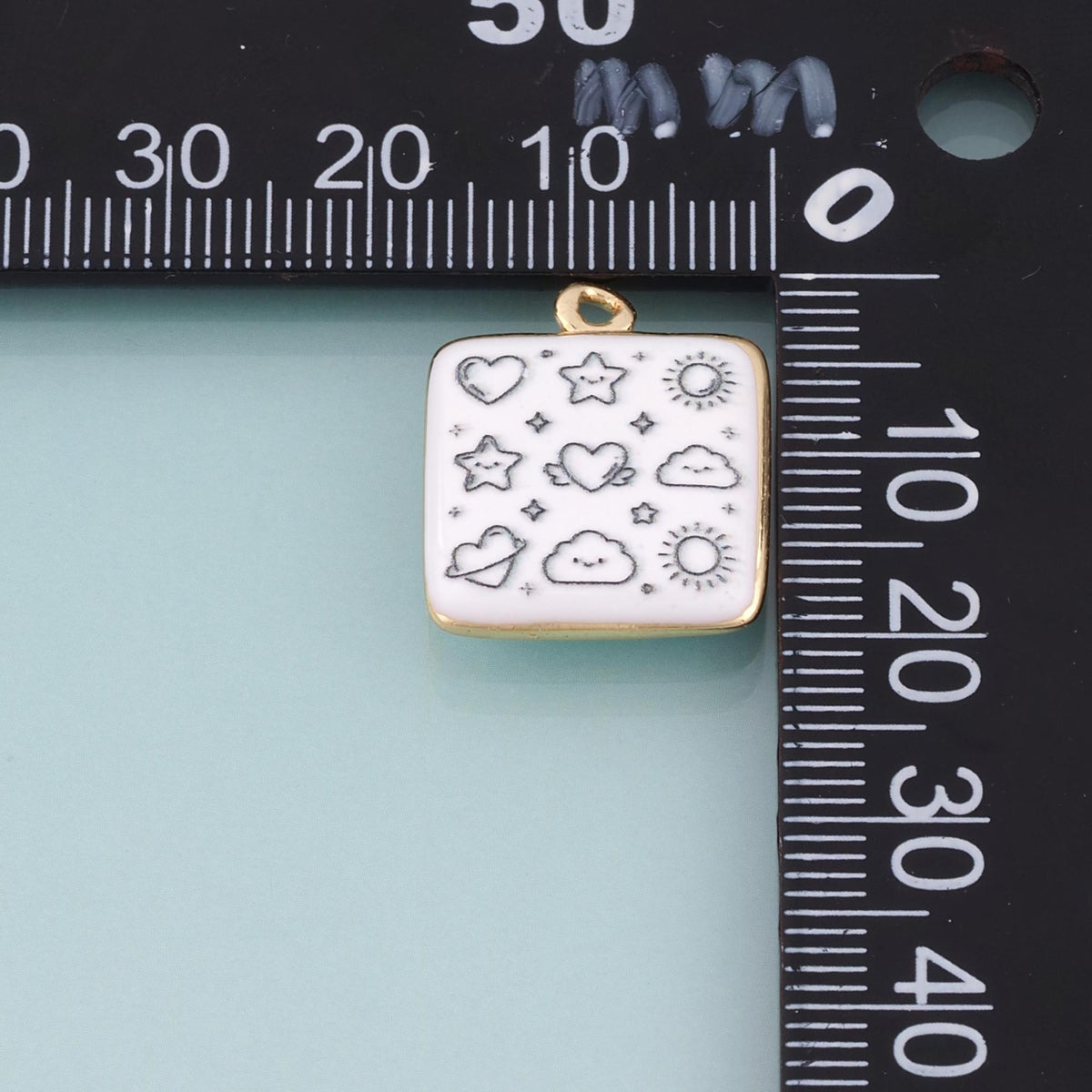 18K Gold Filled Enamel Square Charm Pendant for Jewelry Making