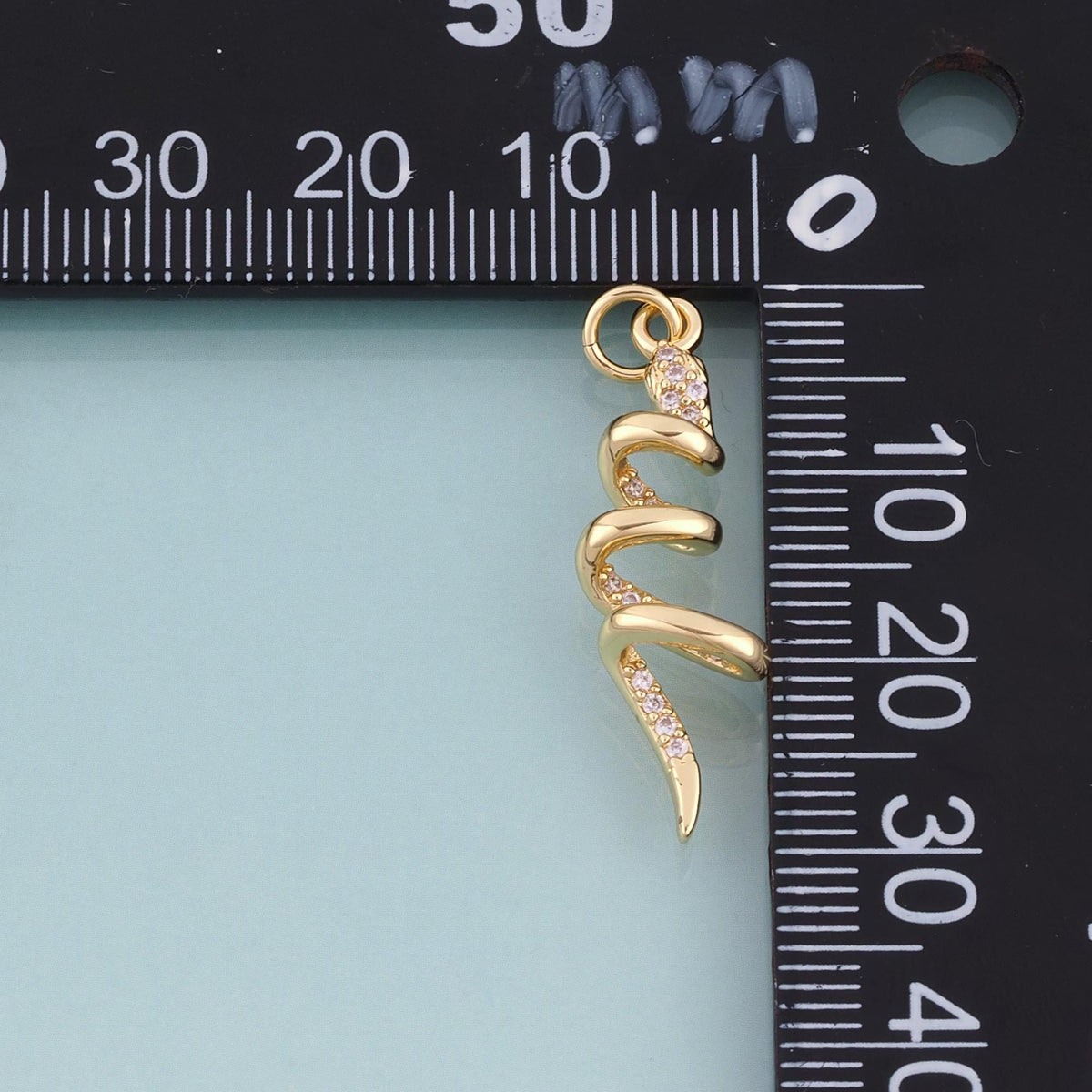 18K Gold Filled CZ Snake Pendant,Nature Animal Bracelet Necklace for DIY Jewelry Making Supply