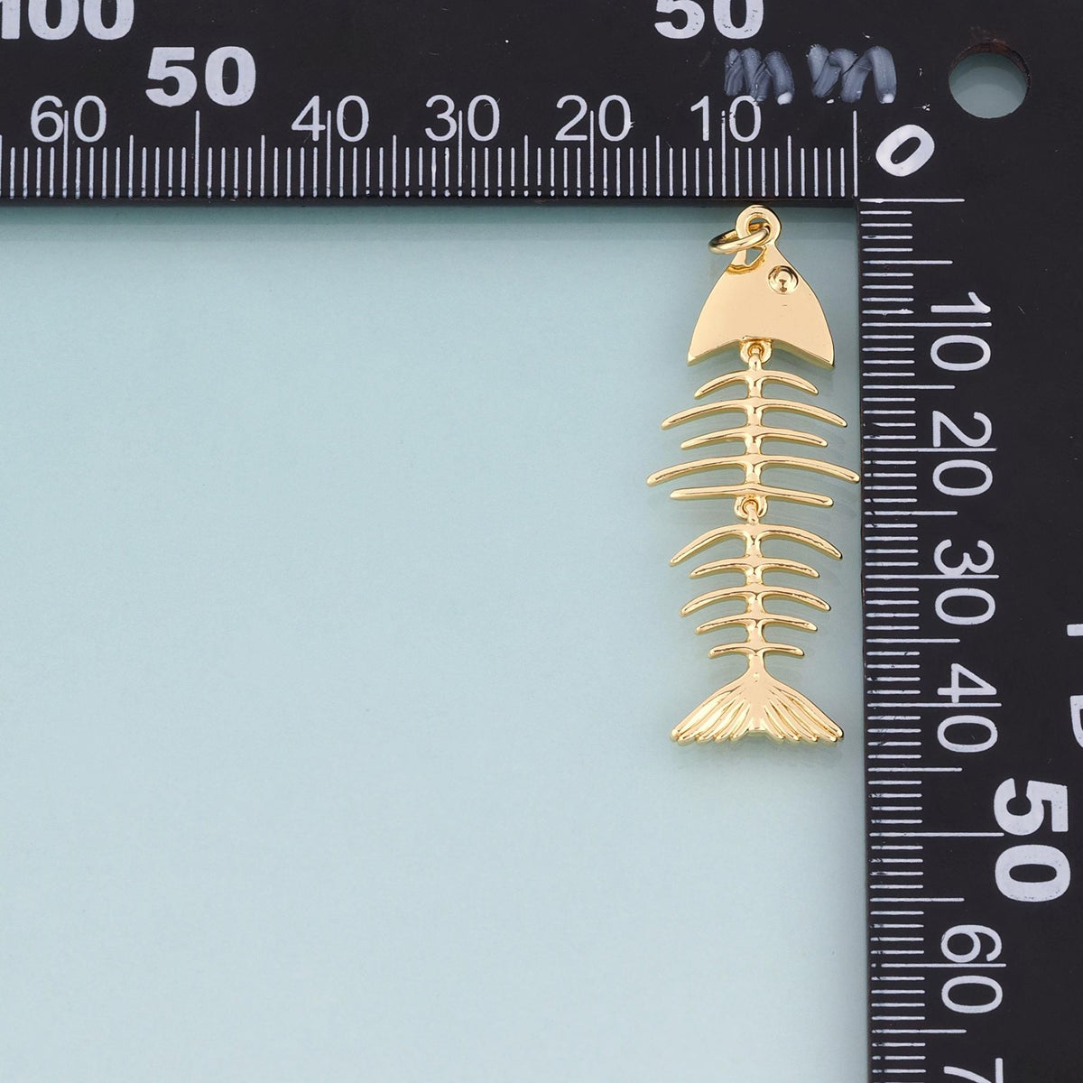 18K Gold Filled Fish Bone Pendant,Minimalist Charm Bracelet Necklace for DIY Jewelry Making Supply