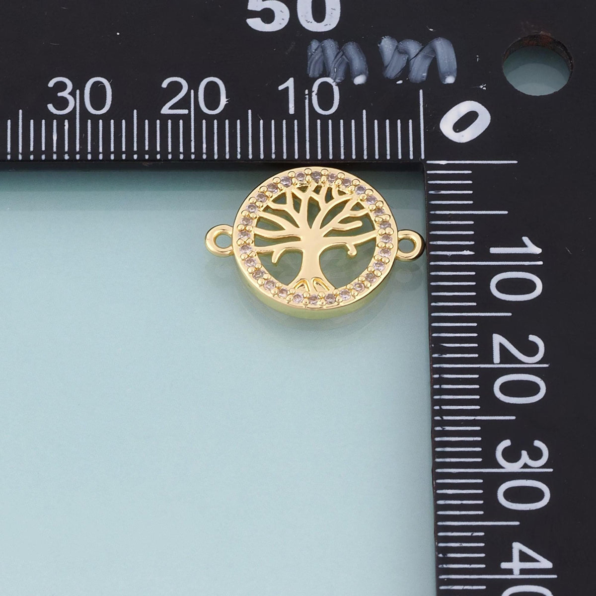 18K Gold Filled Cubic Zirconia Tree Connector for Jewelry Making