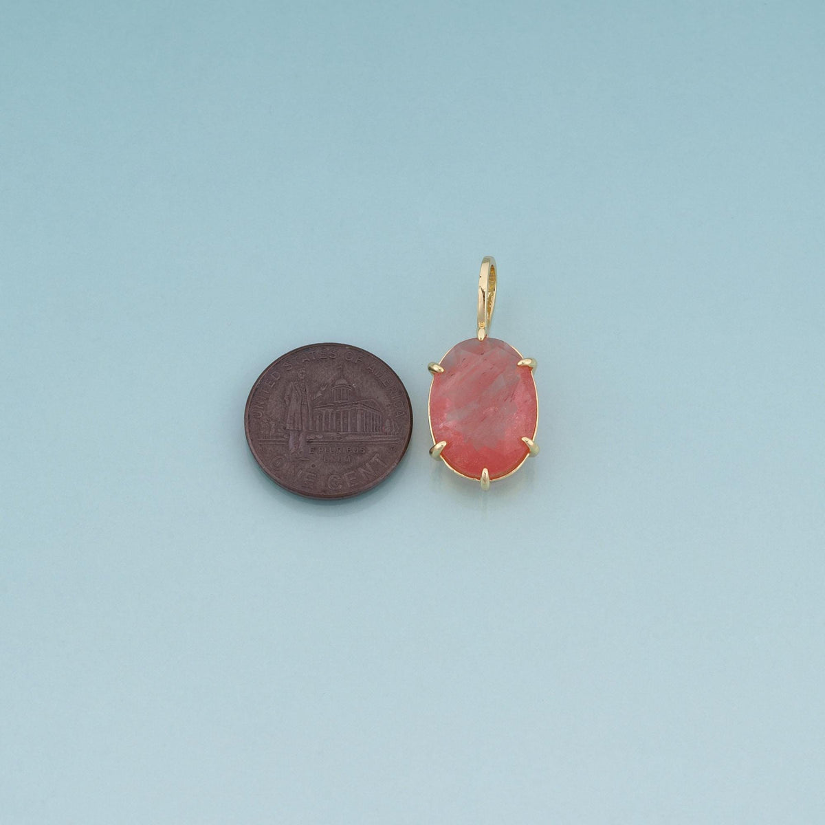 18K Gold Filled Oval Charm Pendant for Jewelry Making