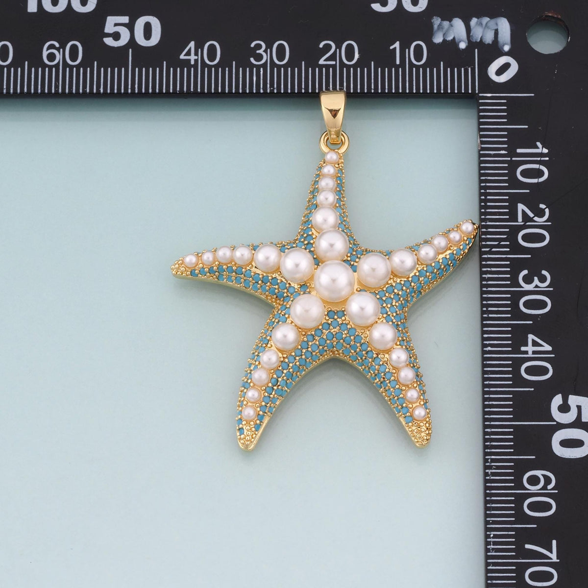 18K Gold Filled Pearl Starfish Pendant,Shell Beach Charm Bracelet Necklace for DIY Jewelry Making Supply
