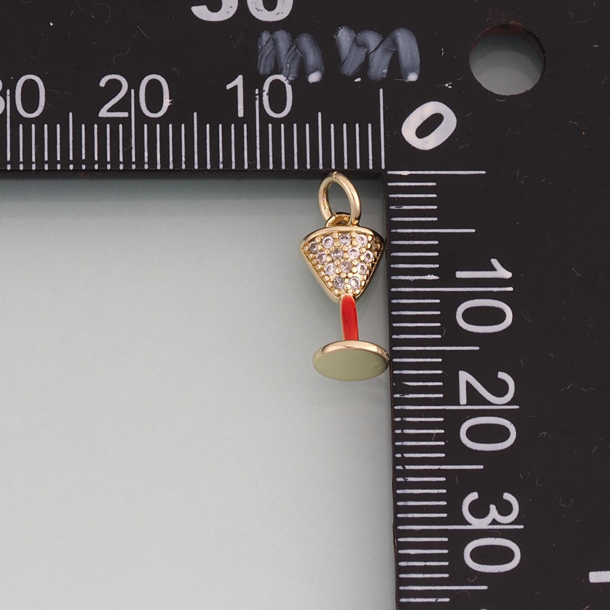 18K Gold Filled CZ Cocktail Glass Pendant,Exquisite Charm Bracelet Necklace for DIY Jewelry Making Supply
