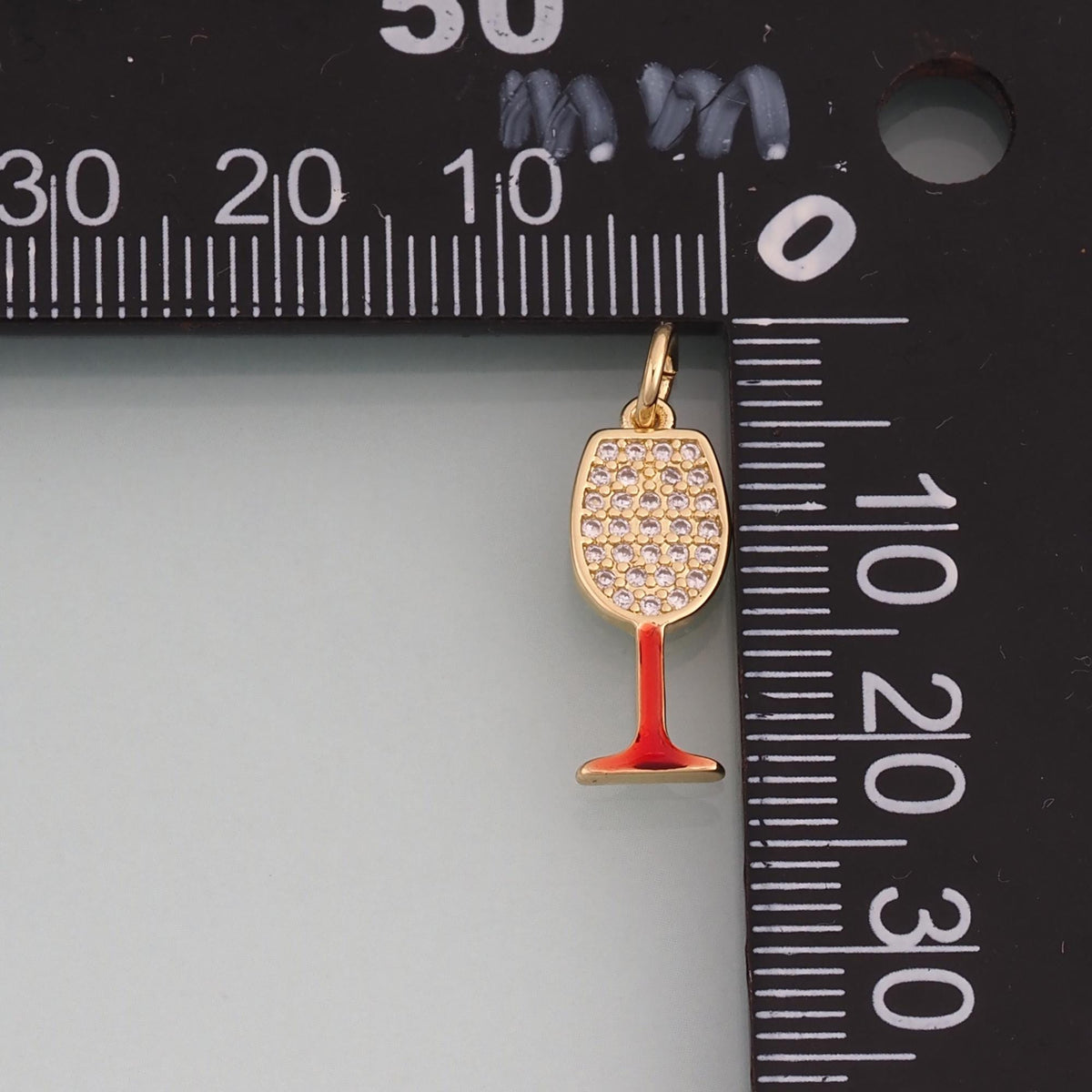 18K Gold Filled CZ Wine Glass Pendant,Cocktail Drink Charm Bracelet Necklace for DIY Jewelry Making Supply