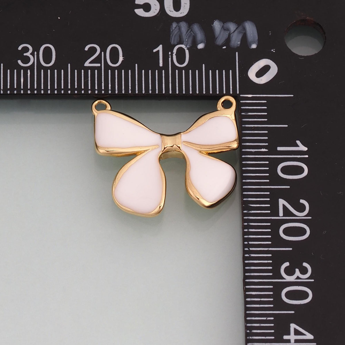 18K Gold Filled Enamel Bow Connector,Bow Connector Charm Bracelet Necklace for DIY Jewelry Making Supply