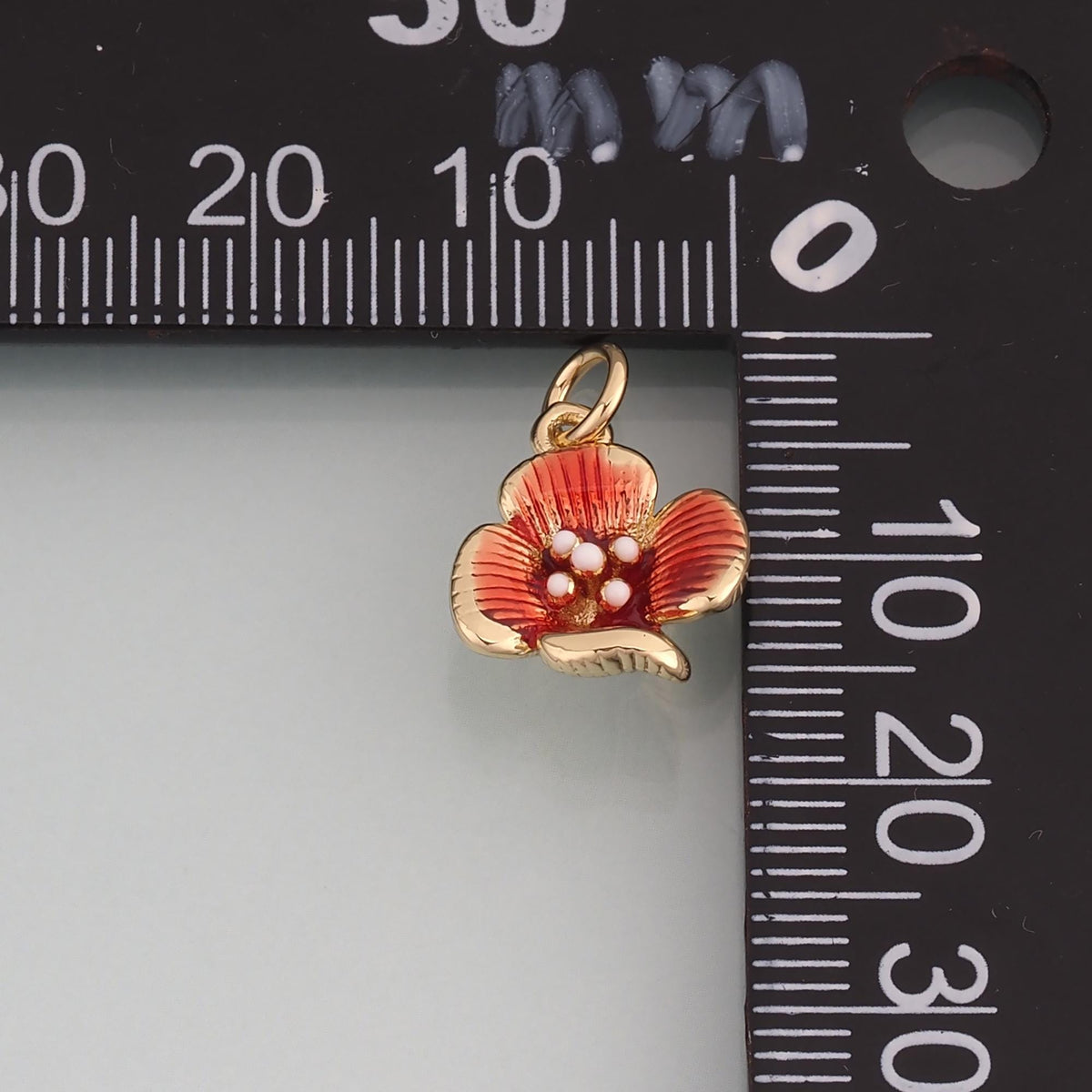 18K Gold Filled Enamel Flower Charm Pendant for Jewelry Making