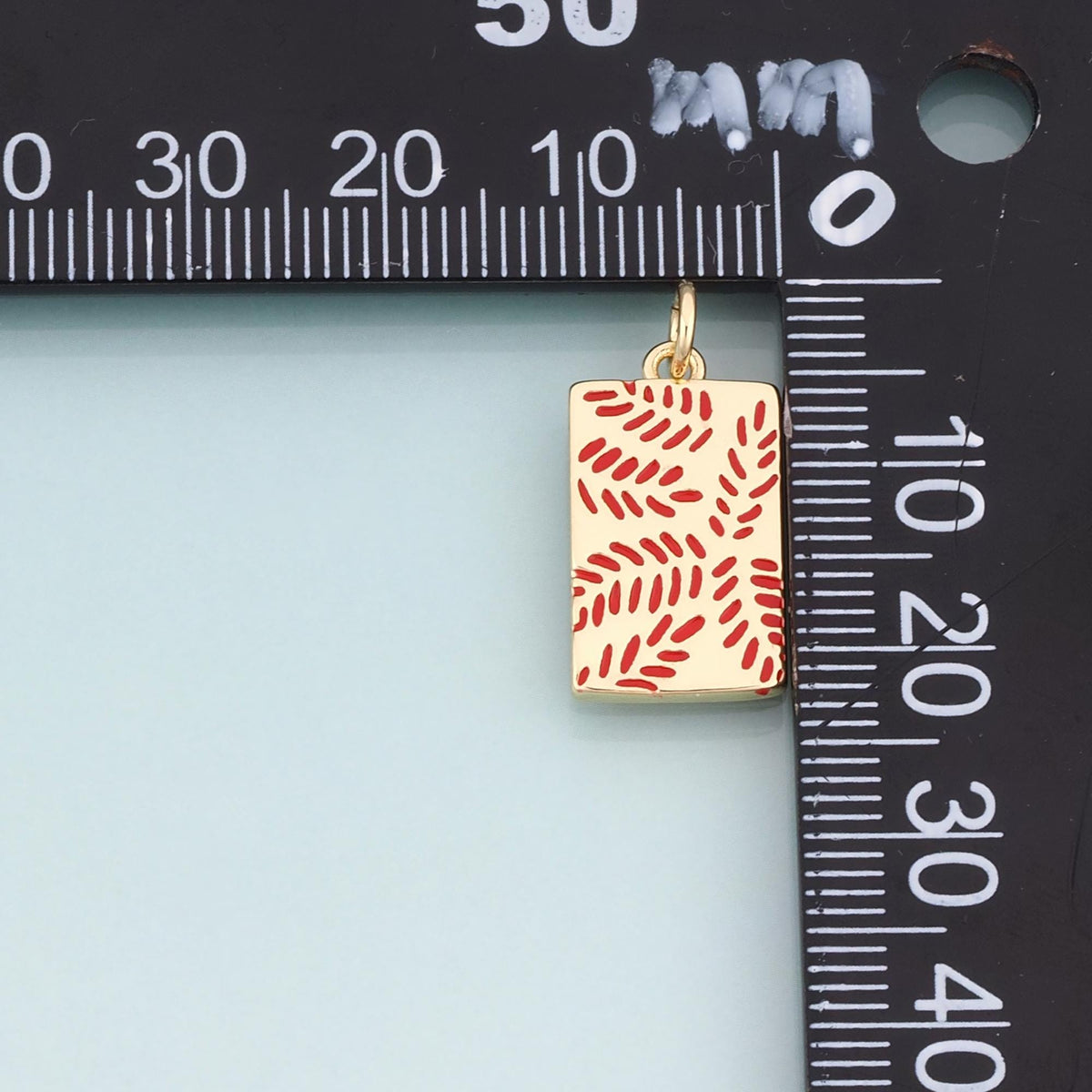 18K Gold Filled Enamel Rectangle Pendant,Leaf Charm Bracelet Necklace for DIY Jewelry Making Supply