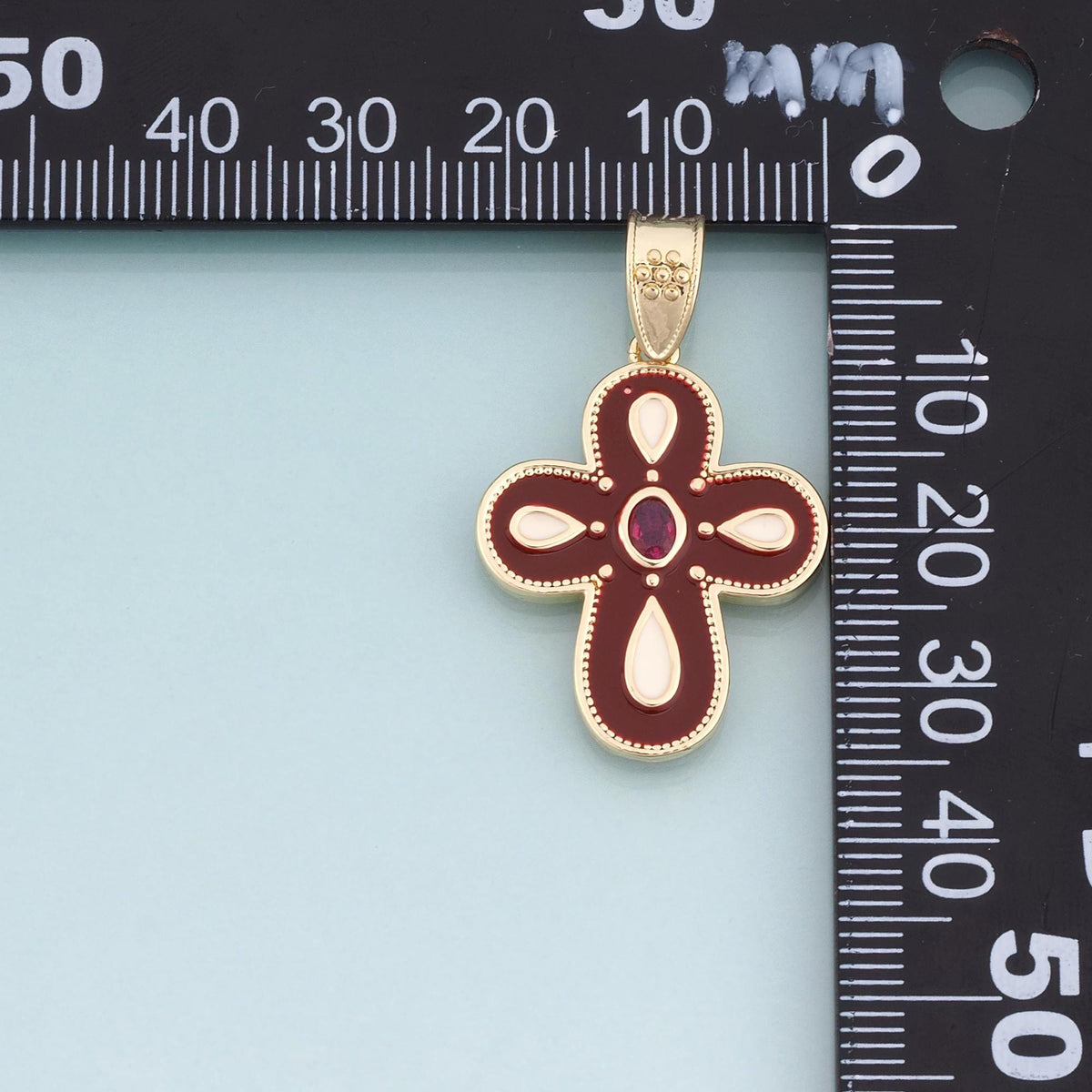 18K Gold Filled Enamel Cross Charm Pendant for Jewelry Making