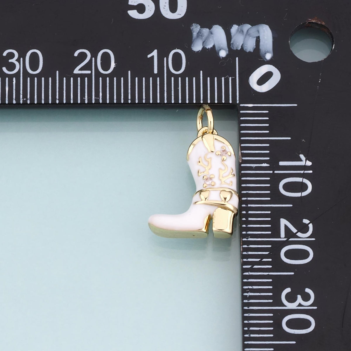 18K Gold Filled Enamel Cowboy Boots Pendant,Vintage Western Charm Bracelet Necklace for DIY Jewelry Making Supply