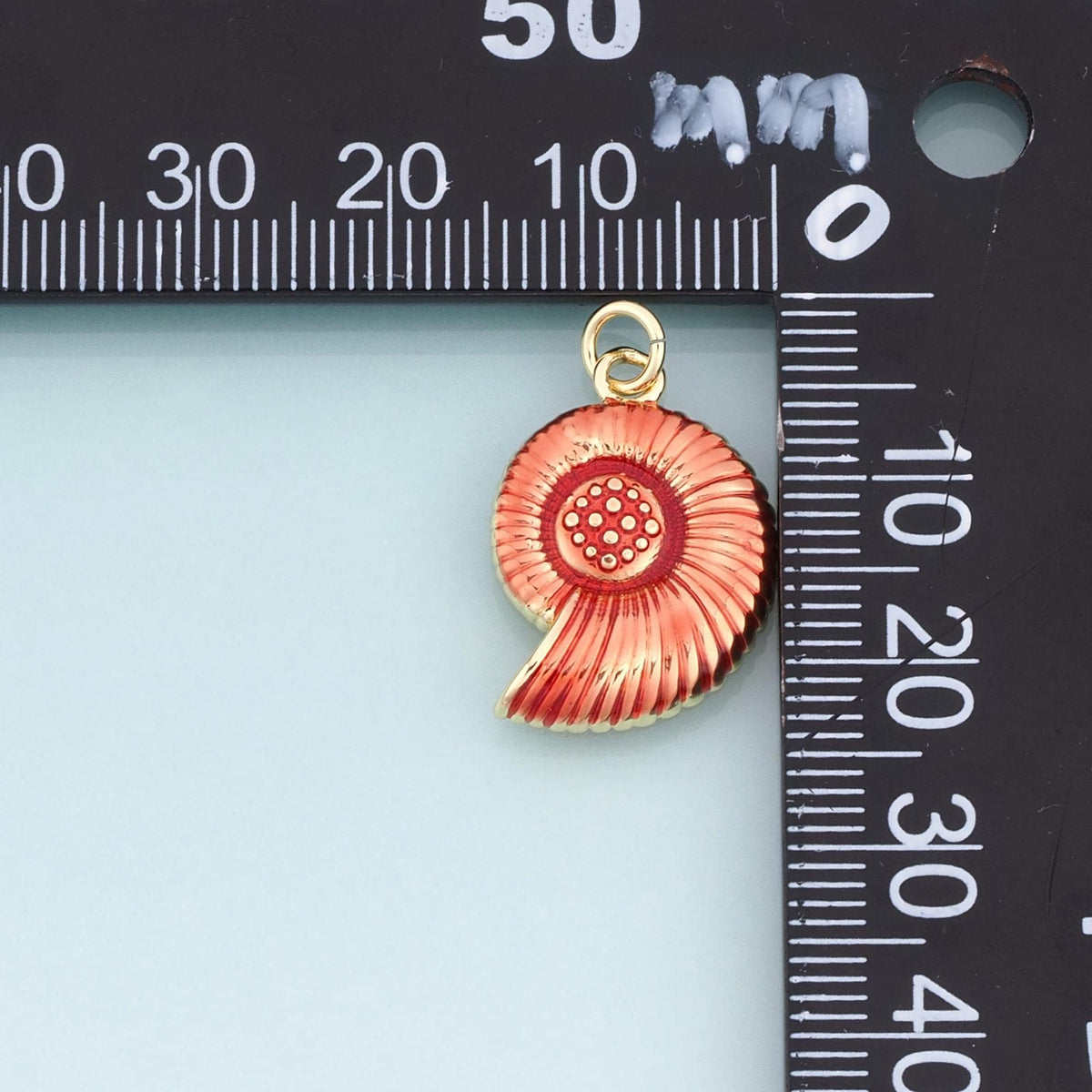 18K Gold Filled Enamel Nautilus Pendant,Ocean Beach Charm Bracelet Necklace for DIY Jewelry Making Supply