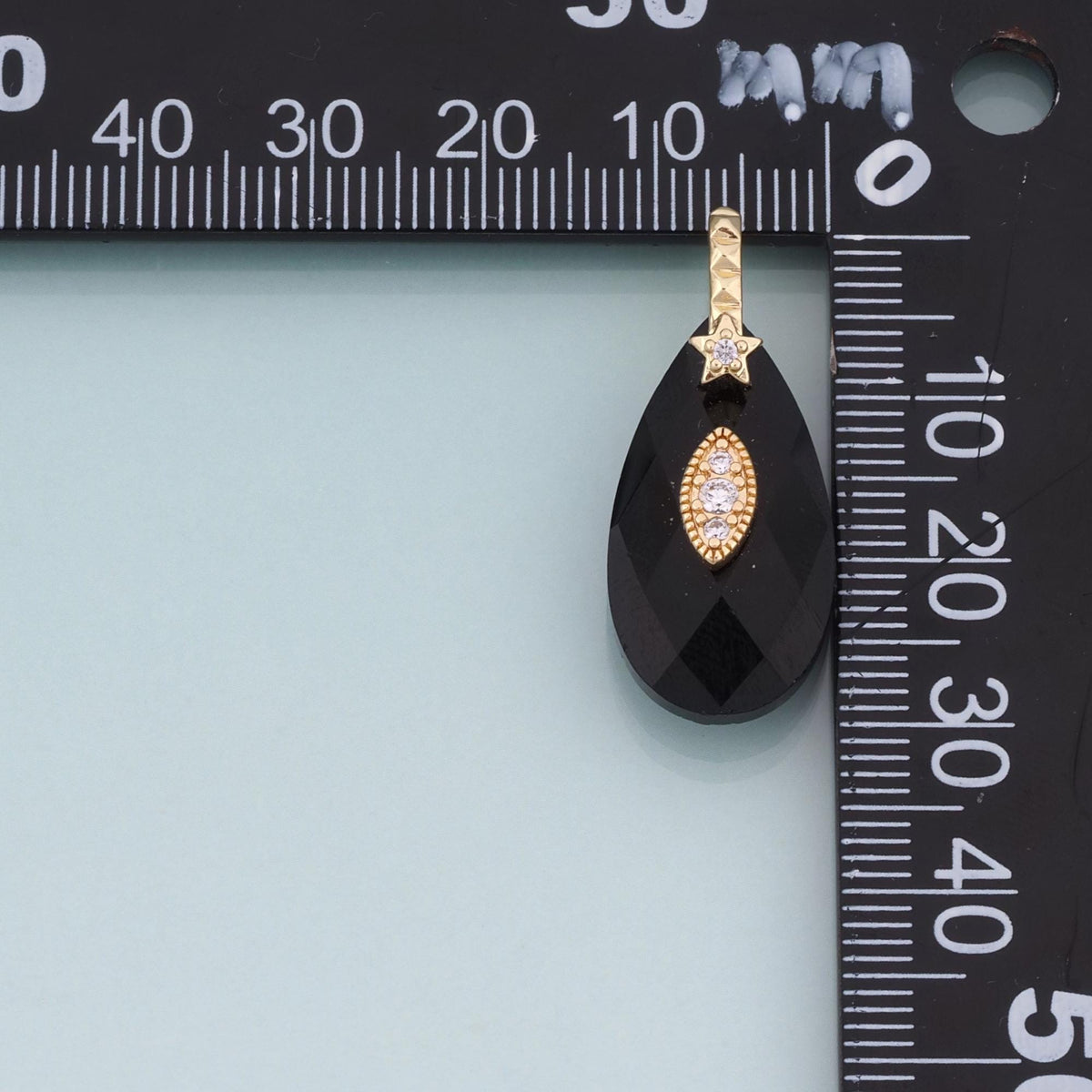 18K Gold Filled CZ Droplet Natural Stone Pendant,Natural Stone Charm Bracelet Necklace for DIY Jewelry Making Supply
