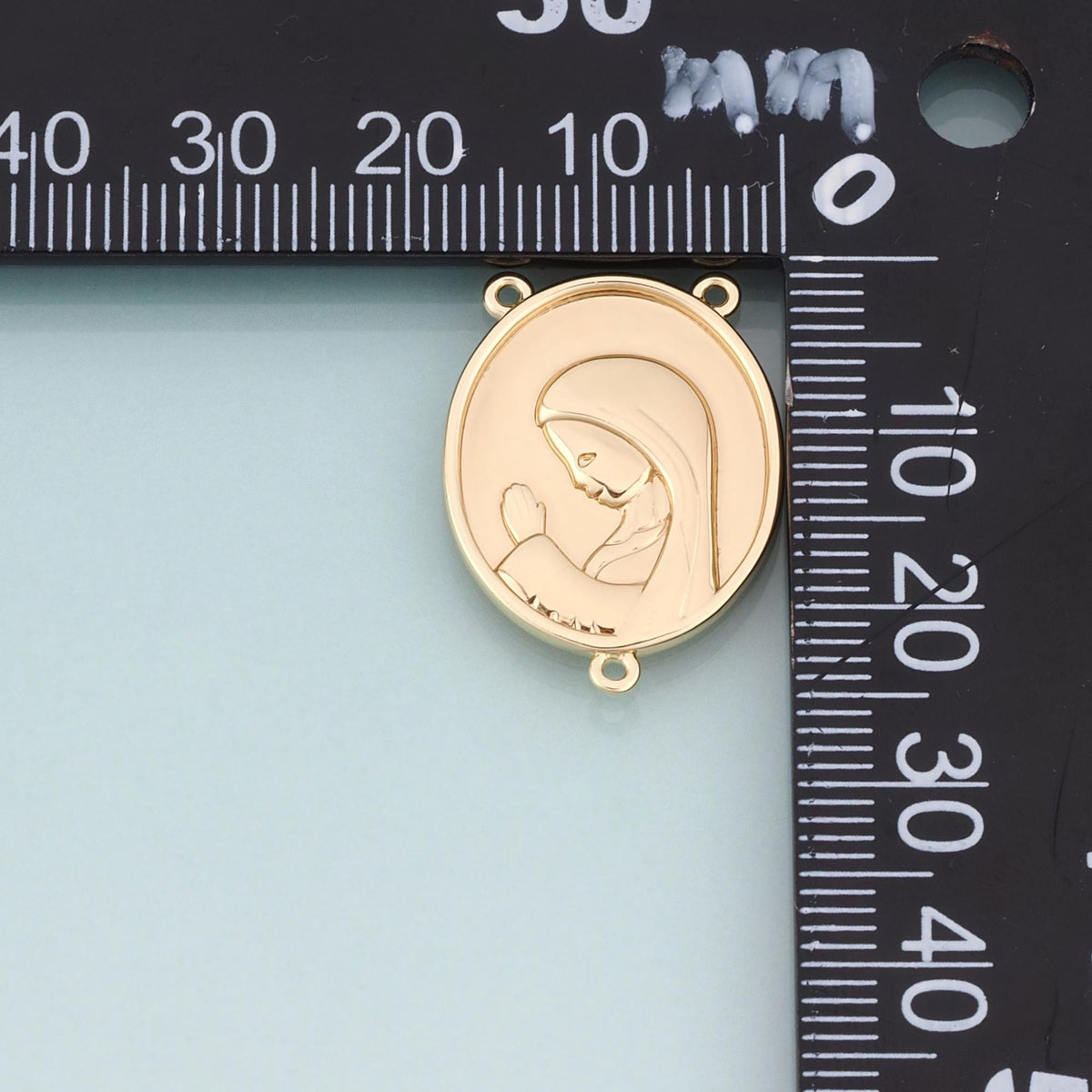 18K Gold Filled Virgin Mary Connector,Religious Charm Bracelet Necklace for DIY Jewelry Making Supply