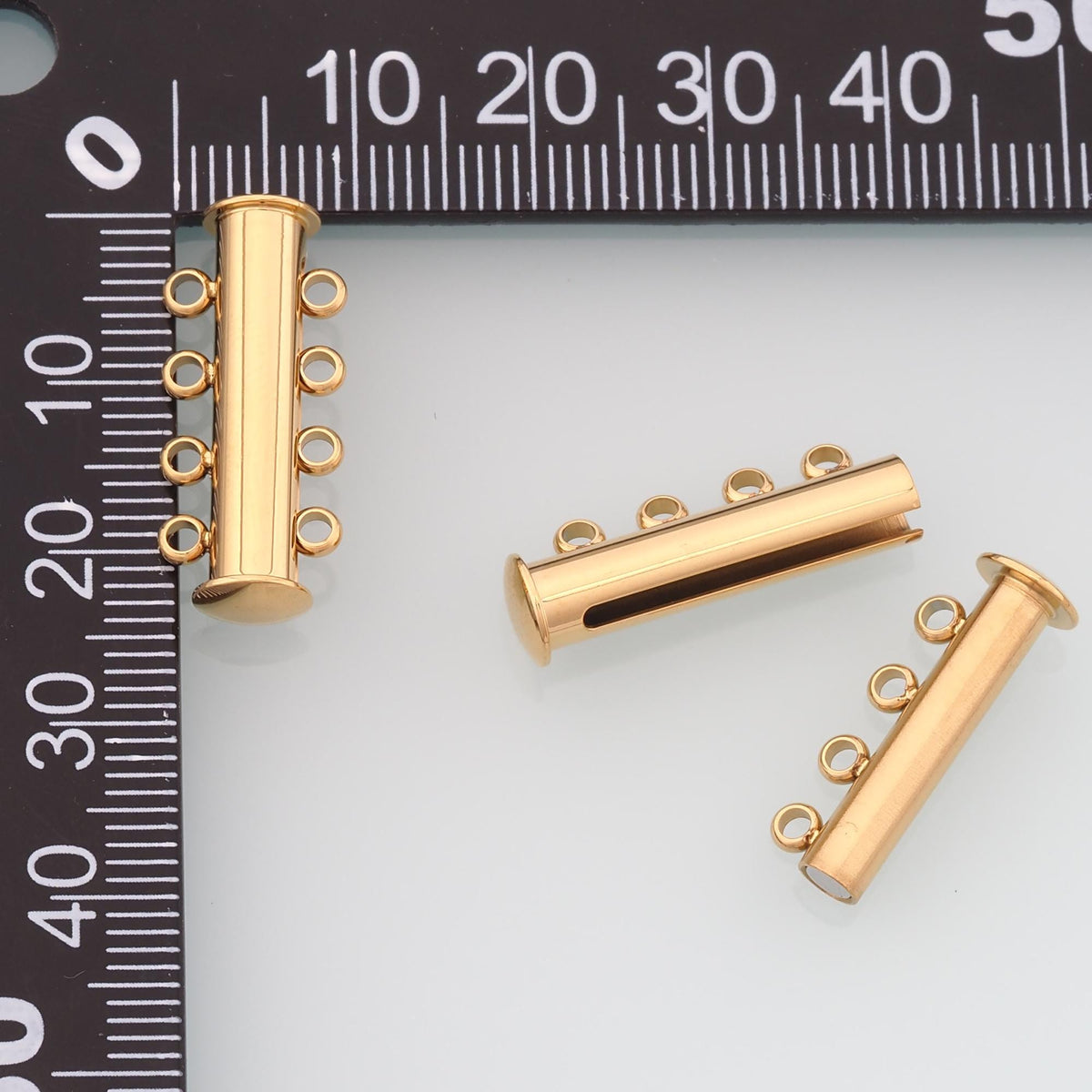 Multi-strand Tubular Buckle Clasp,14K Gold Stainless Steel Clasp,Waterproof Clasp for DIY Necklace Bracelet Making