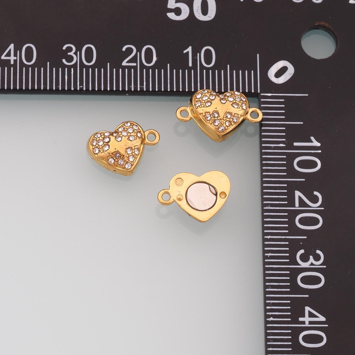 CZ Heart Magnetic Connector,14K Gold Stainless Steel Connector,Waterproof Connector for DIY Necklace Bracelet Making