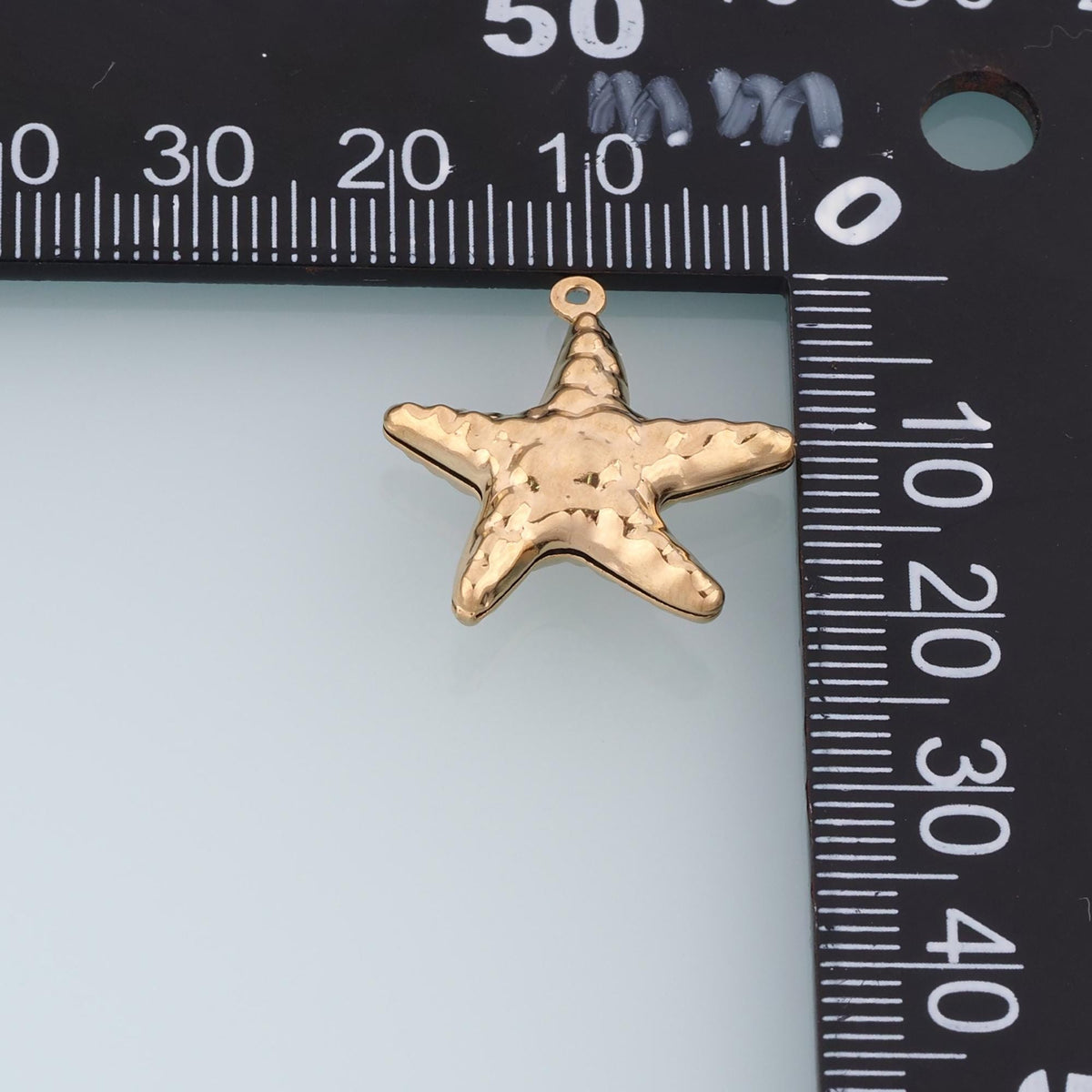 Hammered Texture Mirror Finish Starfish Pendant,14K Gold Minimalist Charm DIY Charm for Necklace Bracelet Making