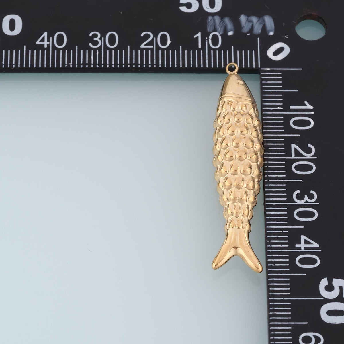 Fish Pendant,14K Gold Scaly Fish Ocean Charm DIY Charm for Necklace Bracelet Making