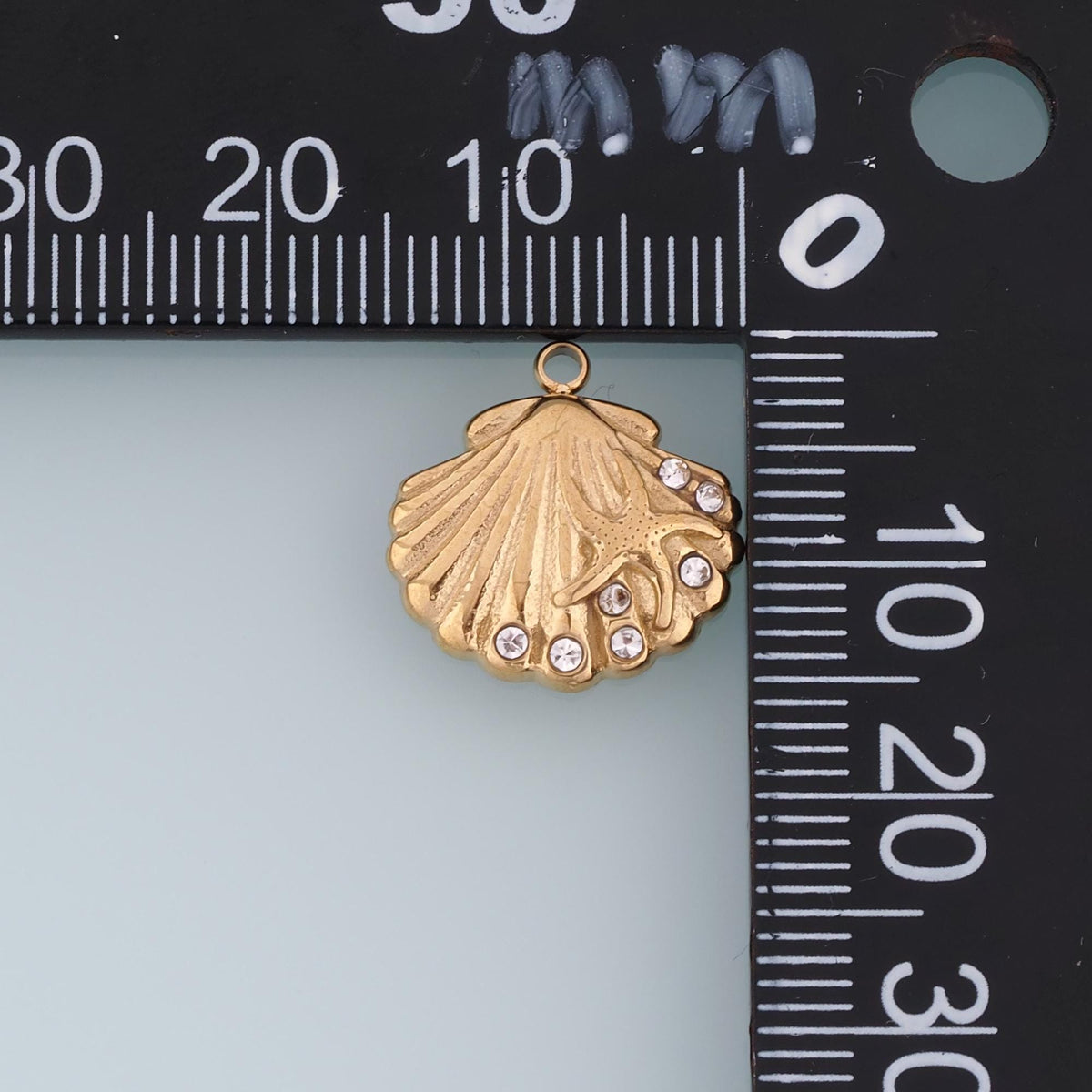 CZ Scallop Starfish Shell Pendant,14K Gold Beach Theme Charm DIY Charm for Necklace Bracelet Making