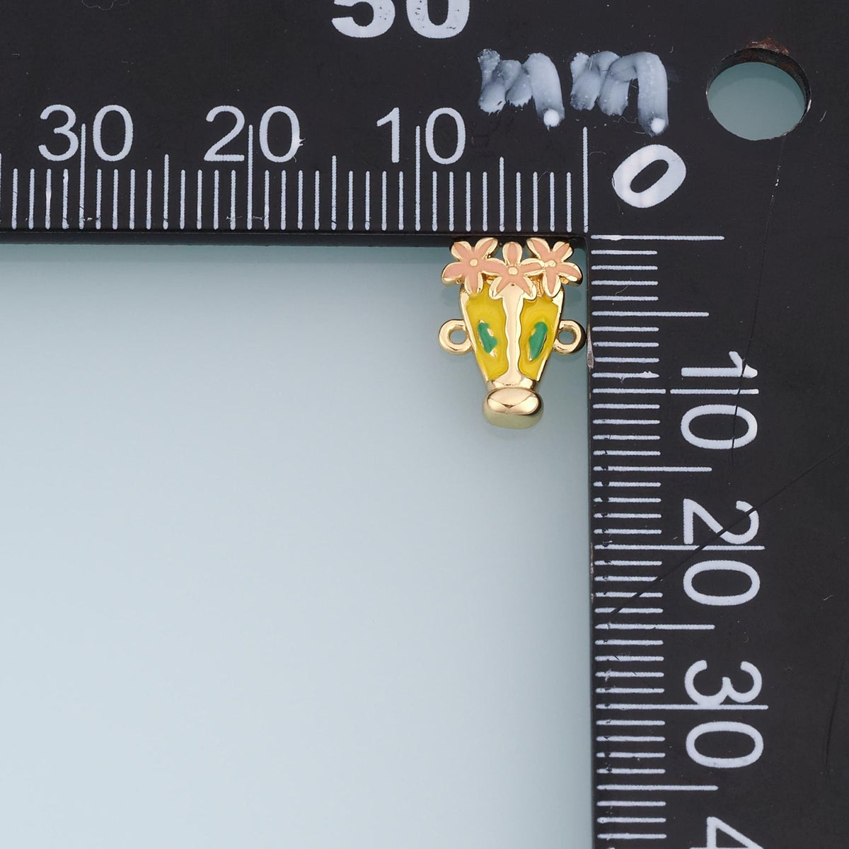 Gold Enamel Vase Connector ,18K Gold Filled Exquisite Connector Charm Bracelet Necklace for DIY Jewelry Making Supply