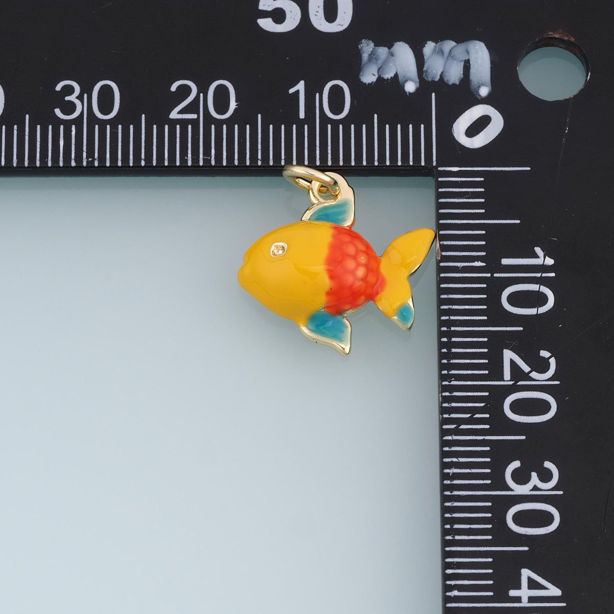Gold Enamel Goldfish Pendant,18K Gold Filled Exquisite Charm Bracelet Necklace for DIY Jewelry Making Supply