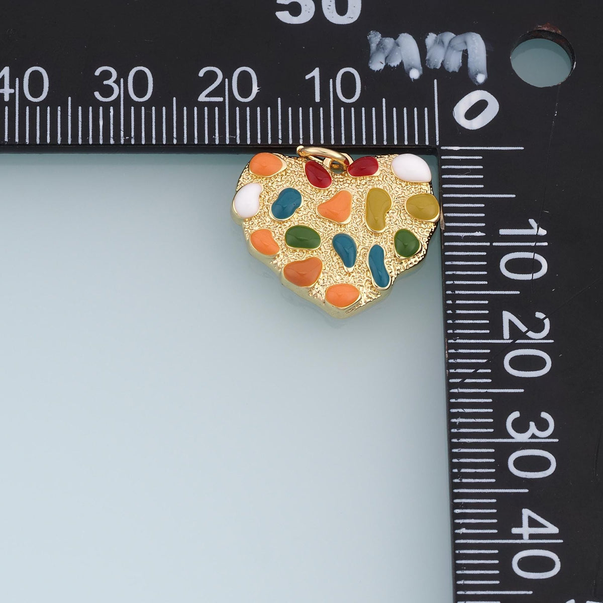 Gold Enamel Heart Pendant,18K Gold Filled Minimalist Charm Bracelet Necklace for DIY Jewelry Making Supply