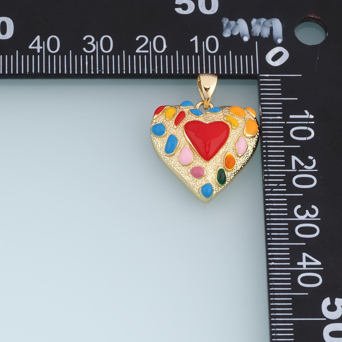 18K Gold Filled Enamel Heart Charm Pendant for Jewelry Making