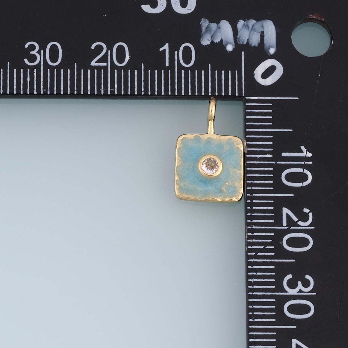 Gold Enamel Square Pendant,18K Gold Filled Minimalist Charm Bracelet Necklace for DIY Jewelry Making Supply