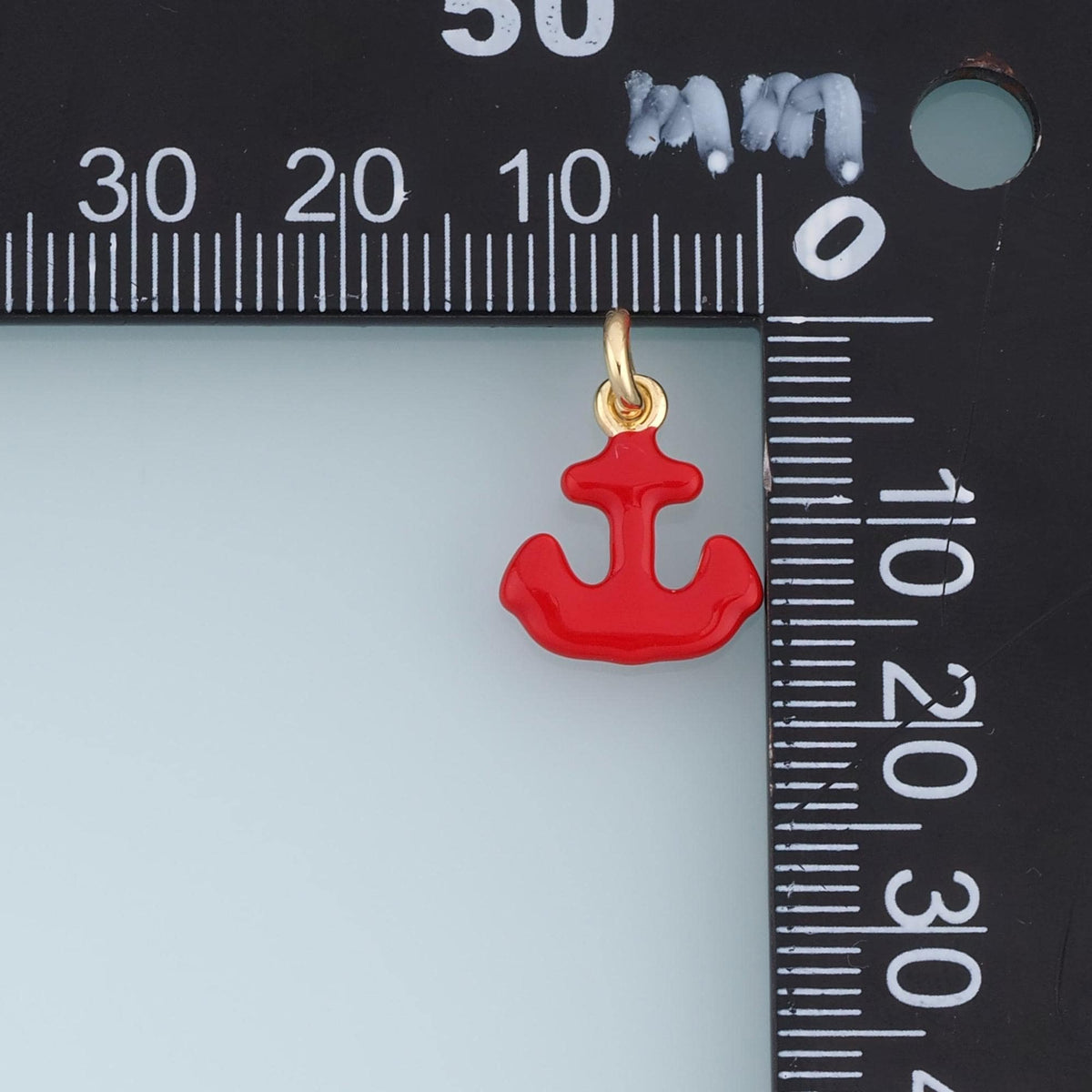 Gold Enamel Ship Anchor Pendant,18K Gold Filled Exquisite Charm Bracelet Necklace for DIY Jewelry Making Supply