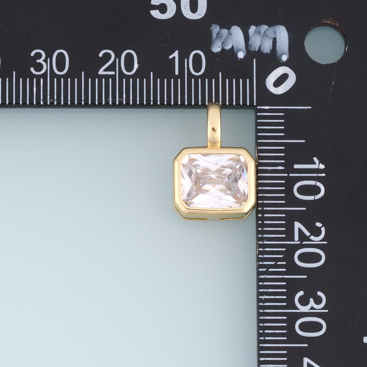 Gold CZ Rectangle Pendant,18K Gold Filled Exquisite Charm Bracelet Necklace for DIY Jewelry Making Supply