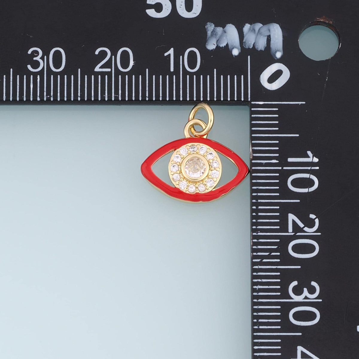 18K Gold Filled Cubic Zirconia Evil Eye Charm Pendant for Jewelry Making