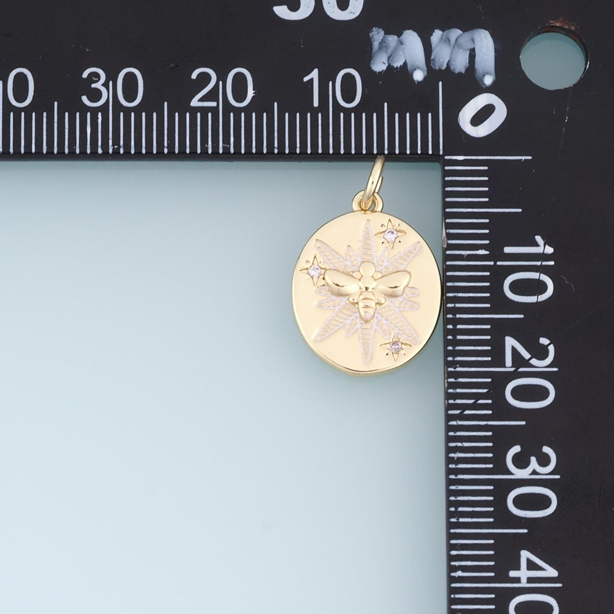 Gold CZ Bee Pendant,18K Gold Filled Bee Medallion Charm Bracelet Necklace for DIY Jewelry Making Supply