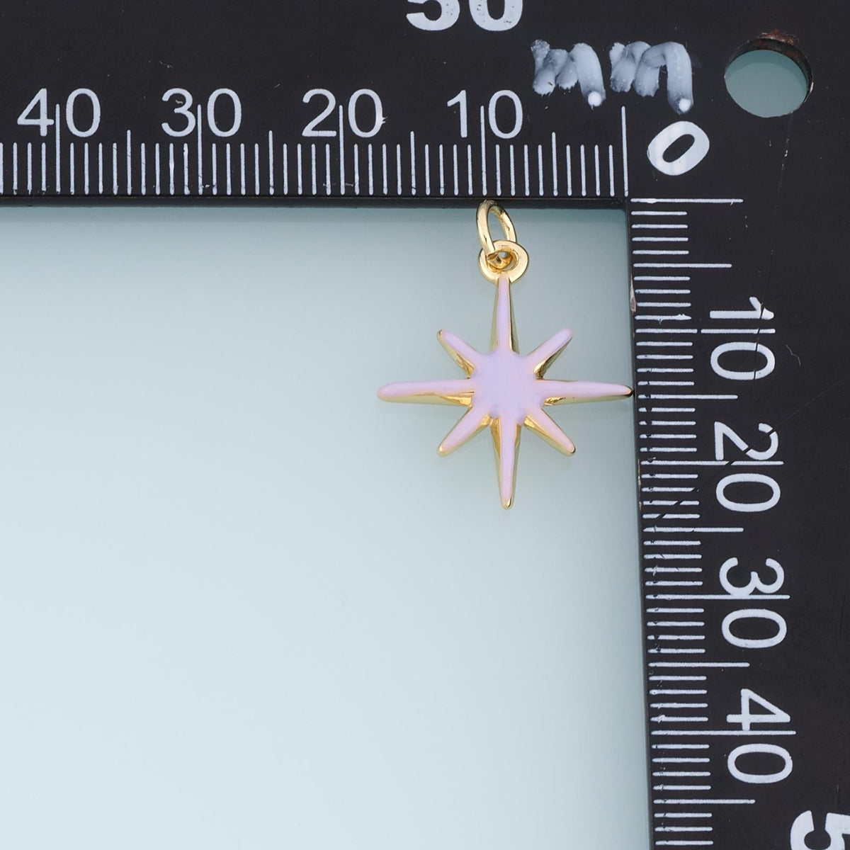 Gold Enamel Polaris Pendant,18K Gold Filled Celestial Charm Bracelet Necklace for DIY Jewelry Making Supply