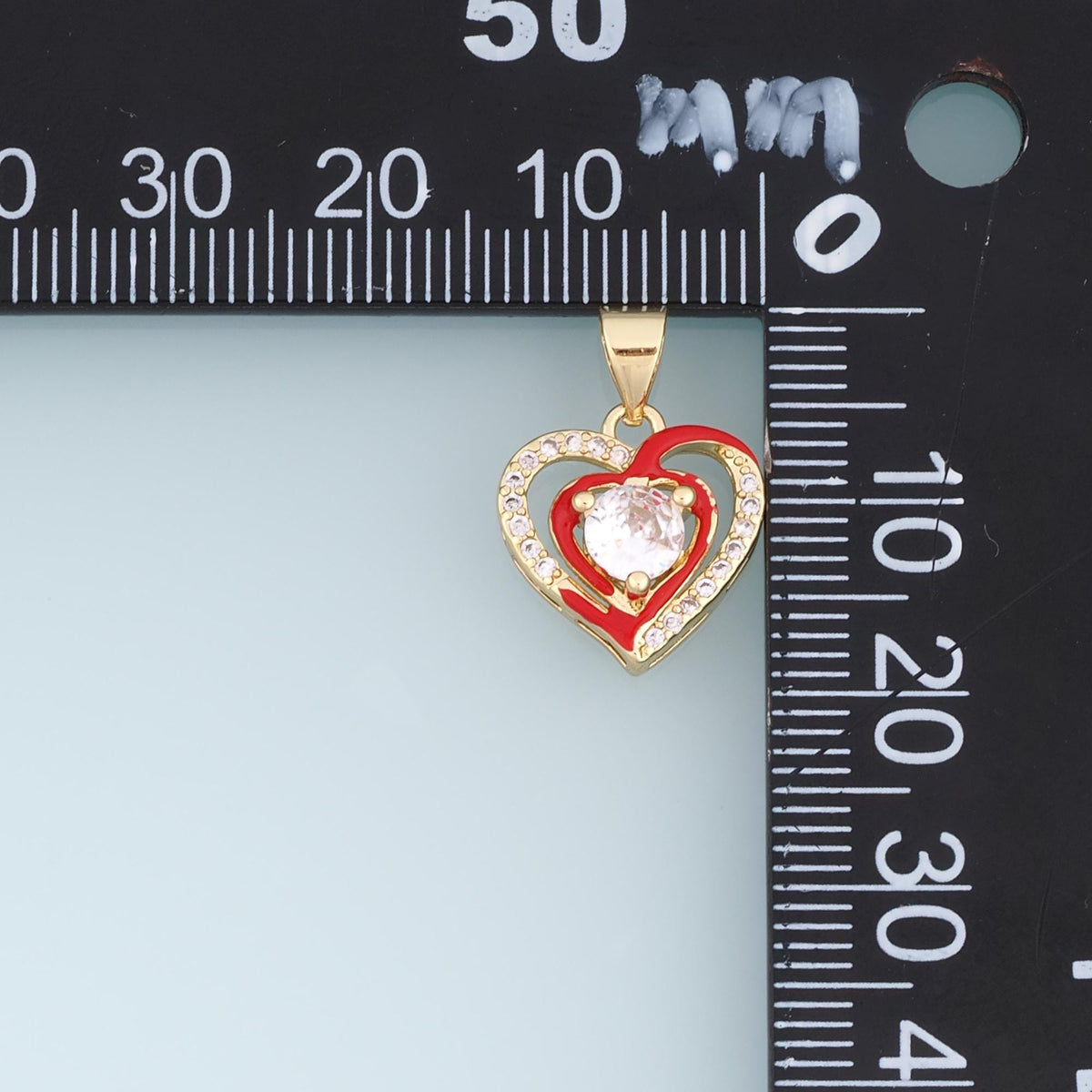 Gold CZ Cutout Heart Pendant,18K Gold Filled Double Layered Heart Charm Bracelet Necklace for DIY Jewelry Making Supply