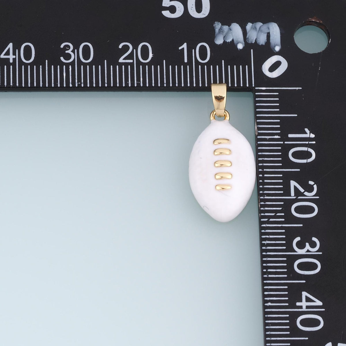 Gold Enamel Football Pendant,18K Gold Filled Sports Ball Charm Bracelet Necklace for DIY Jewelry Making Supply