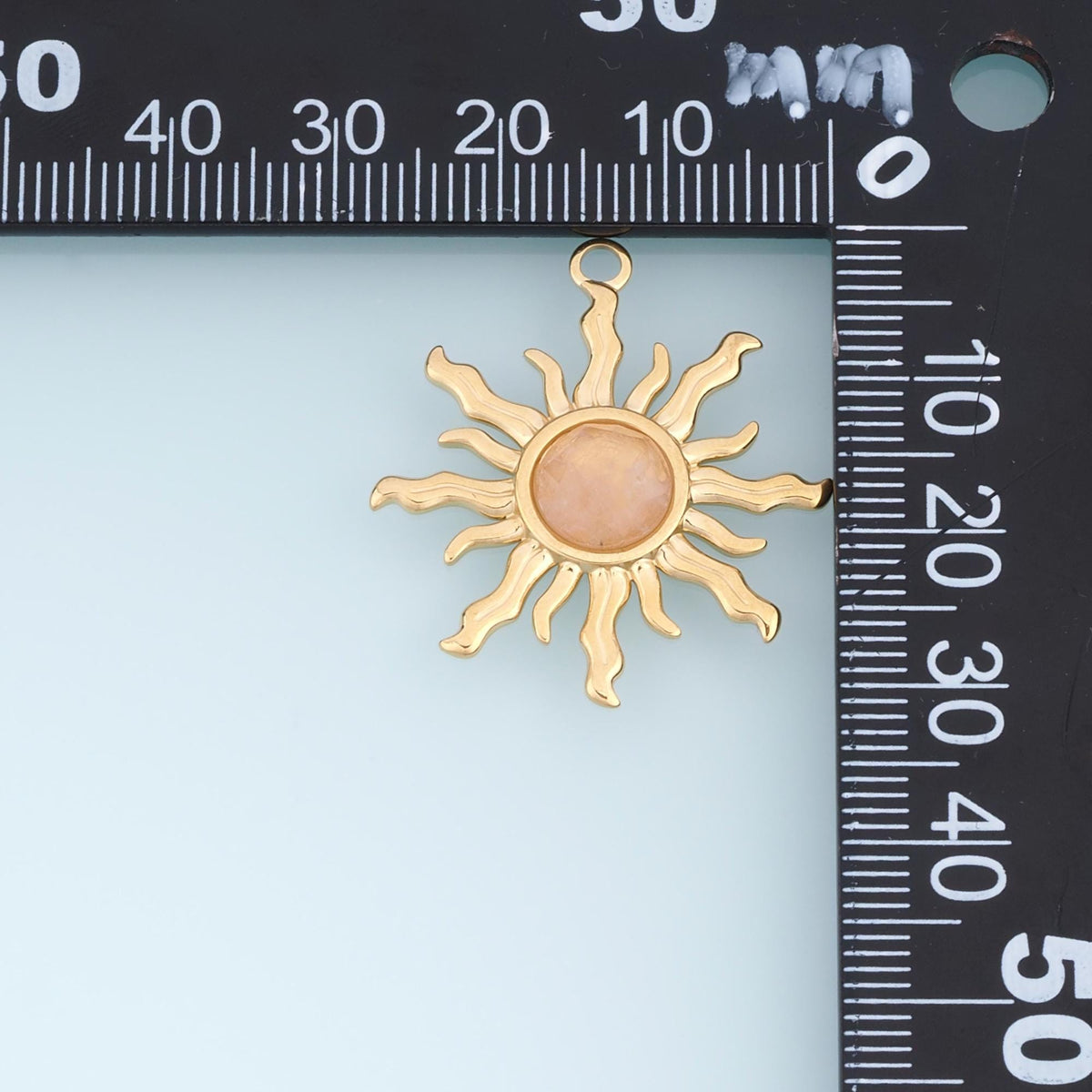 Sun Pendant ,14K Gold Natural Stone Charm DIY Charm for Necklace Bracelet Making
