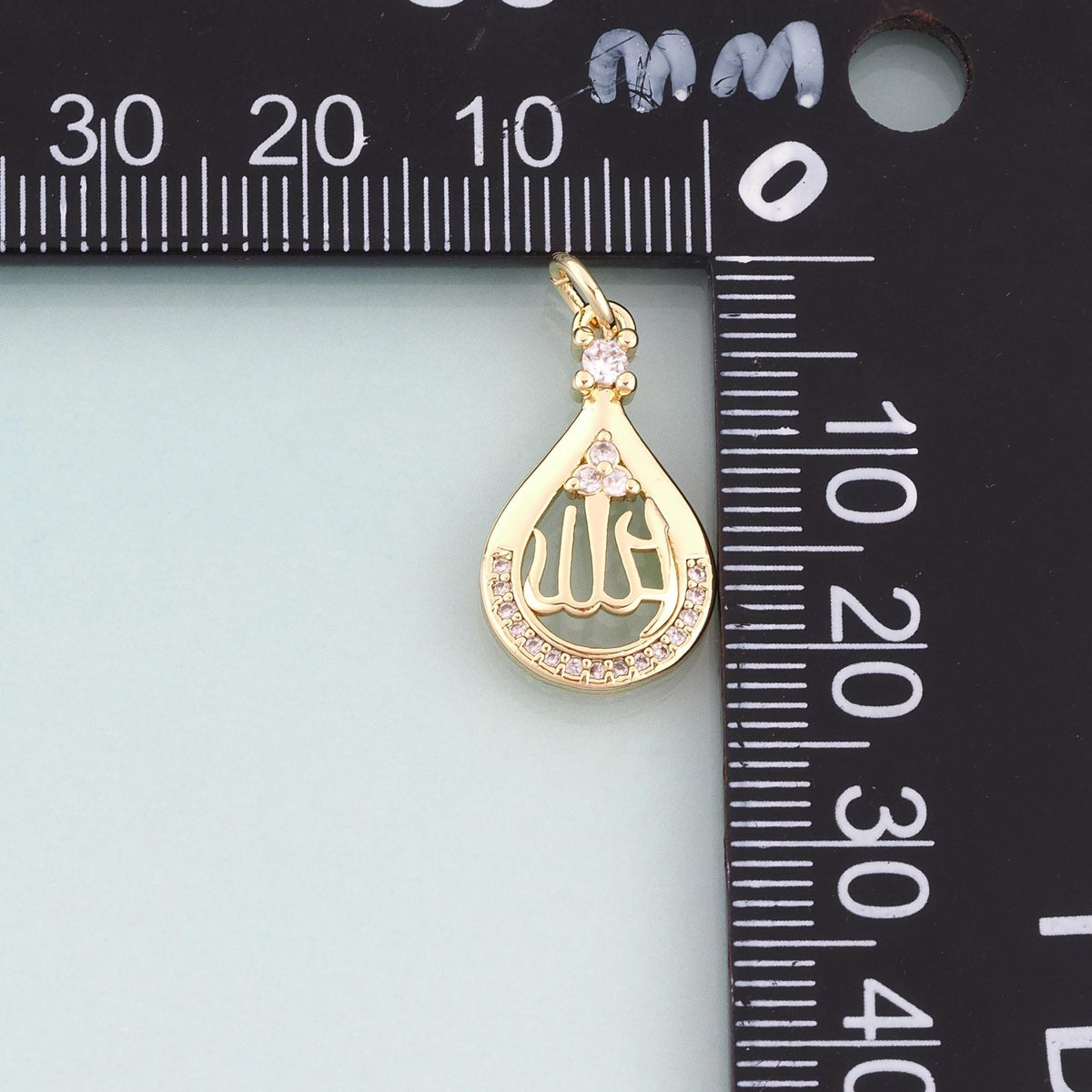 18K Gold Filled Cubic Zirconia Teardrop Charm Pendant for Jewelry Making