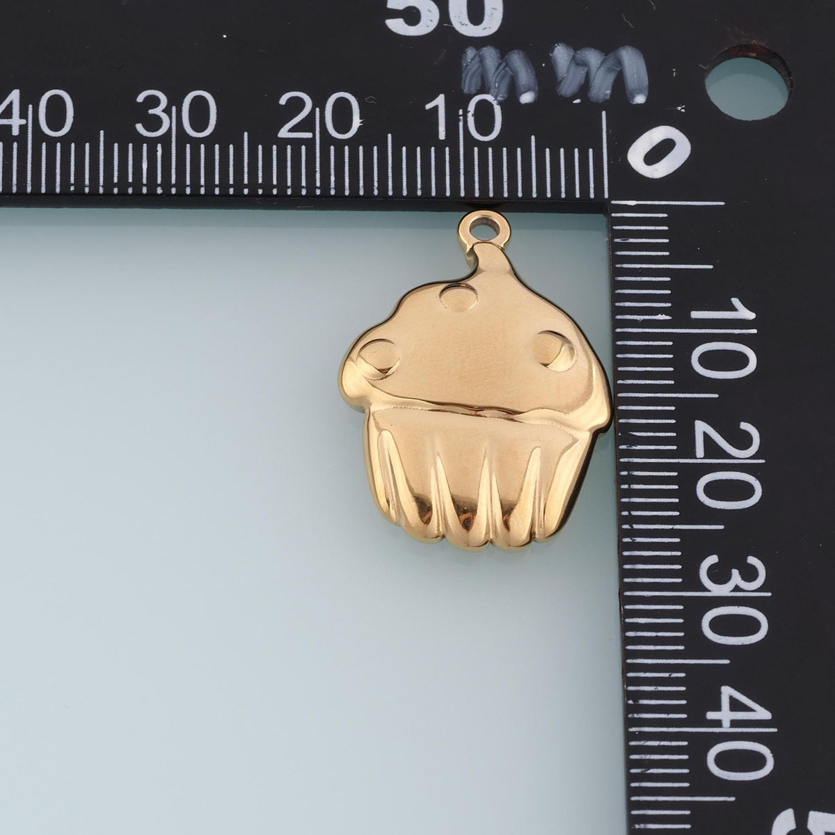 Cupcake Pendant,14K Gold Kawaii Dessert Charm DIY Charm for Necklace Bracelet Making