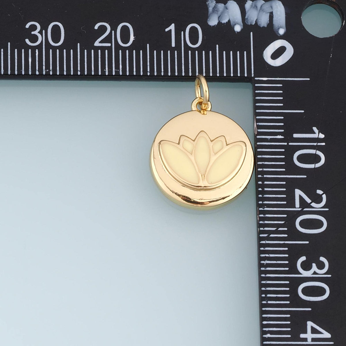 18K Gold Filled Lotus Flower Charm,Round Enamel Lotus Pendant,Pink Cream Blue Floral Charm,DIY Necklace Bracelet Jewelry Supp